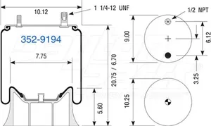 Dayton Parts 352-9194 Air Spring - Rolling Lobe