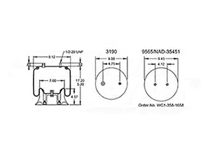 Dayton Parts 352-9652 Air Spring - Rolling Lobe
