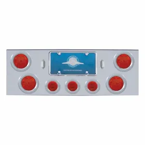 Chrome Rear Center Panel With 4X 7 LED 4" Reflector Lights & 3X 13 LED 2.5"…