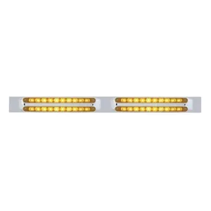 Chrome Top Mud Flap Plate With Four 10 LED 9" Light Bars - Amber LED/Amber Lens (Each)