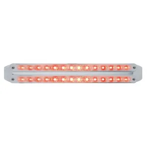 Dual 14 LED 12" Light Bars (Stop, Turn & Tail) - Red LED/Chrome Lens