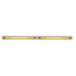 25-5/16" Stainless Light Bracket With 2X 19 LED 12" Light Bars - Amber LED/Amber Lens