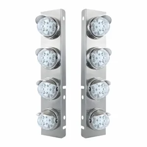 39853-UP SS FRONT AIR CLEANER BRACKET WITH 8X 17 AMBER LED REFLECTOR…