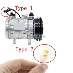 12V SV07E 1PK 111mm A/C Compressor 447280-3081 for Kubota SSV65C SVL90C KX040-4 U55 — 2