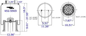 Dayton Parts 452-5503 Air Spring - Rolling Lobe — 2