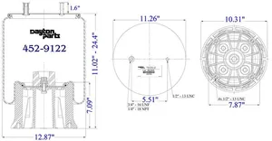 Dayton Parts 452-9122 Air Spring - Rolling Lobe — 6