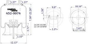 Dayton Parts 452-9974 Air Spring - Rolling Lobe — 5