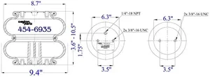 Dayton Parts 454-6935 Air Spring - Double Convoluted — 5