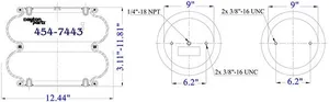 Dayton Parts 454-7443 Air Spring - Double Convoluted — 2