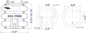 Dayton Parts 454-7996 Air Spring - Tripple Convoluted — 5