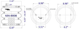 Dayton Parts 454-8008 Air Spring - Tripple Convoluted — 2