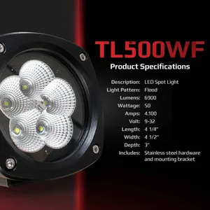 50W Compact Tiger Lights LED Wide Flood Light 9V for Case 570N Flood… — 6