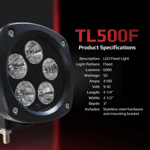50W Compact Tiger Lights LED Flood Light, Generation 2 9V for Case 1150K… — 9