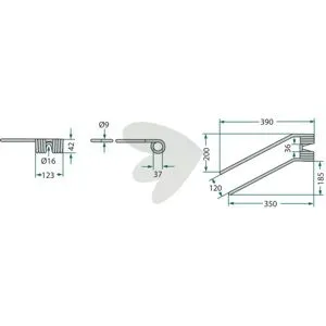 Pin for rotary hay rake left green