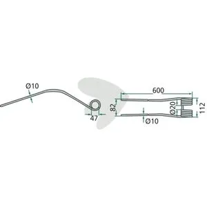 Rake tine Galfré 600 mm 78/92