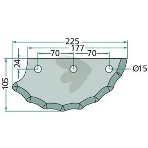 Knife for feed mixer wagon right - 70-222
