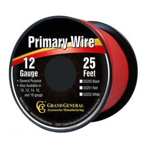 #55251 RED 12GA PRIMARY WIRE, 25FT ROLL W/ SPOOL — 2