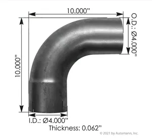 562.U4490E10A Exhaust Elbow 4in 90 Deg ID-OD ALZ