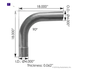 562.U4490E18A Exhaust Elbow 4in 90 Deg ID-OD ALZ