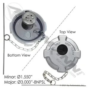 Automann 572.1023 Fuel Cap 3in-8 NPSL Vented