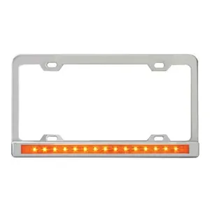 60055 License Plate Frame w/ 4 Holes, 12" A/A LED & Chrome Plastic Bezel
