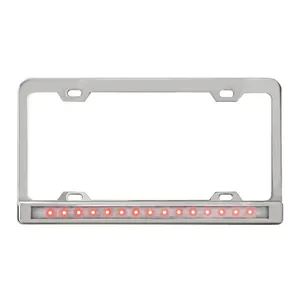 60058 License Plate Frame w/ 4 Holes, 12"R/C LED & Chrome Plastic Bezel