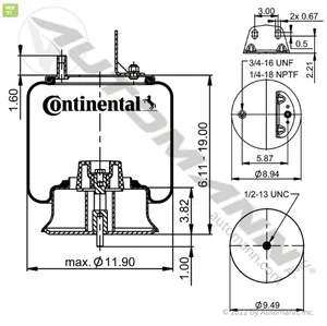 Continental 600932 Rolling Lobe Air Spring – Neway RL228/KL230 Suspensions — 2