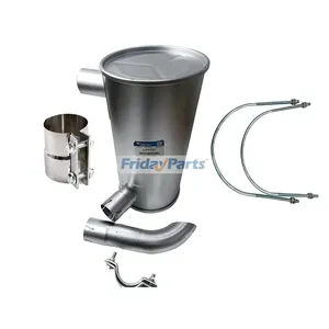 Muffler 6205-11-5330 with Clamp and 2Pcs U-Bolt for Komatsu Engine 4D95 Excavator PC120-5 PC120-6 PC100-5 PC100-6 PC130-5 PC150-5