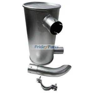 Muffler Silencer 6207-11-5310 with Clamp and 2Pcs U-Bolt for Komatsu Engine S6D95L-1GG Excavator PC150-5 PC120-5K PC130-5K PC150HD-5K — 6
