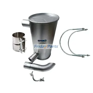 Muffler Silencer 6207-11-5310 with Clamp and 2Pcs U-Bolt for Komatsu Engine S6D95L-1GG Excavator PC150-5 PC120-5K PC130-5K PC150HD-5K