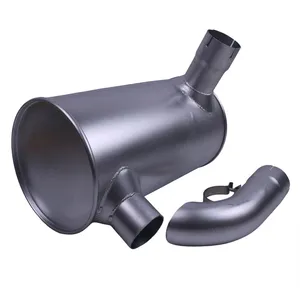 Muffler 6738-11-5510 with Clamp and 2Pcs U-Bolt for Komatsu Engine 6D102 Excavator PC200-7 PC220-7 PC210-7 PC240-7 PC228-3 PC230-7 PW180-7 — 4