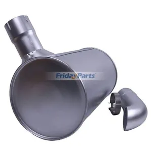 Muffler 6738-11-5510 with Clamp and 2Pcs U-Bolt for Komatsu Engine 6D102 Excavator PC200-7 PC220-7 PC210-7 PC240-7 PC228-3 PC230-7 PW180-7 — 3