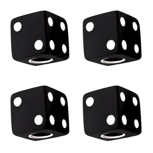 Black Dice Valve Caps With White Dots (Set of 4)