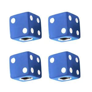 Blue Dice Valve Caps With White Dots (Set of 4)