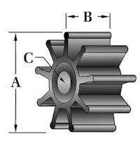 JMP 7192K Impeller Kit (Volvo 3854286 Sherwood 9959K 09-701B-1 18838-001) — 2