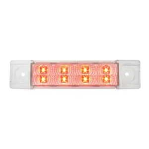 75183 6"L RECT. SPYDER RED/CLEAR 8 LED LIGHT, HIGH/LOW 3 WIRES
