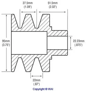 7960-6501 *NEW* Solid 2V Alternator Pulley 2 Groove — 2