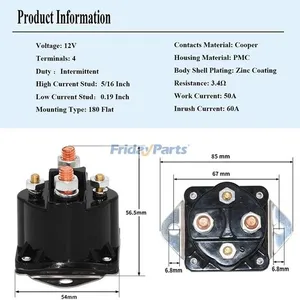 12V 4 Terminal Solenoid Relay 89-68258 for Volvo Penta AD30A MD30A AQ120B AQ145B AQ171A AQ311A Mercury Marine Outboard — 2