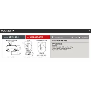Firestone Airspring 9617 for Kenworth ( Airglide 200) Small Air Fitting K-303-18