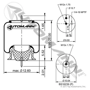AB1DF23H-P1206 Air Spring Rolling Lobe Volvo Automann Brand — 2