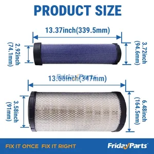 Air Filters Set 222421A1 222422A1 AT171853 AT171854 for CASE New Holland Kubota Caterpillar CAT John Deere Komatsu Ford - Replaces Donaldson P829333 P828889 — 2