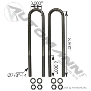 Automann AUBK8161-184 U Bolt Kit 7/8in X 3in X 18-1/2in