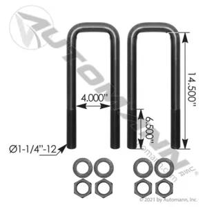 Automann AUBK8294-144 U Bolt Kit SQ 1-1/4in X 4in X 14-1/2in