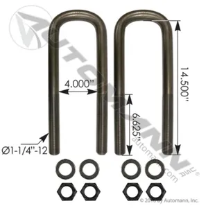 Automann AUBK8394-144S U Bolt Kit Semi RND 1-1/4 X 4 X 14-1/2in