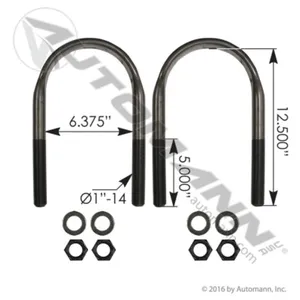 Automann AUBK8479-124 U Bolt Kit F/Round 1 X 6-3/8 X 12-1/2in