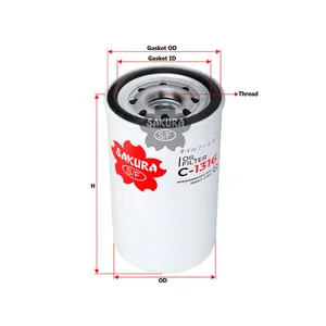 Sakura Spin-on Oil Filter C-1316 Cross Ref: 15209-Z5001