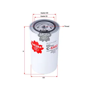 Sakura Full Flow Spin-on Oil Filter C-5102 Cross Ref: 26540347