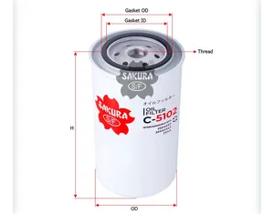 Sakura Full Flow Spin-on Oil Filter C-5102 Cross Ref: 26540347 — 2