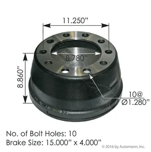 Brake Drum (2007012C3), 15″ X 4″