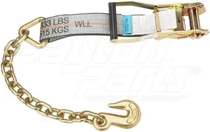 Dayton Parts DC23413227 Ratchet Strap With Chain Anchors - 2 In. X 27 Ft. — 2